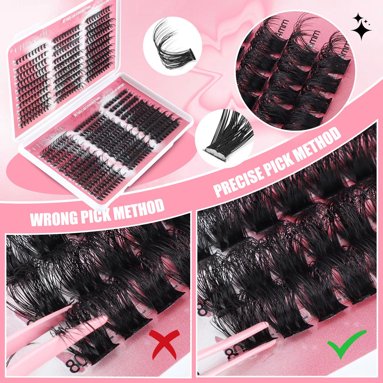 Wispy Lash Clusters Natural Lash Extension,DIY Lash Extension Kit 590 PCS Individual,Fluffy Lash Extension Kit Lash Clusters Thick Individual Lashes