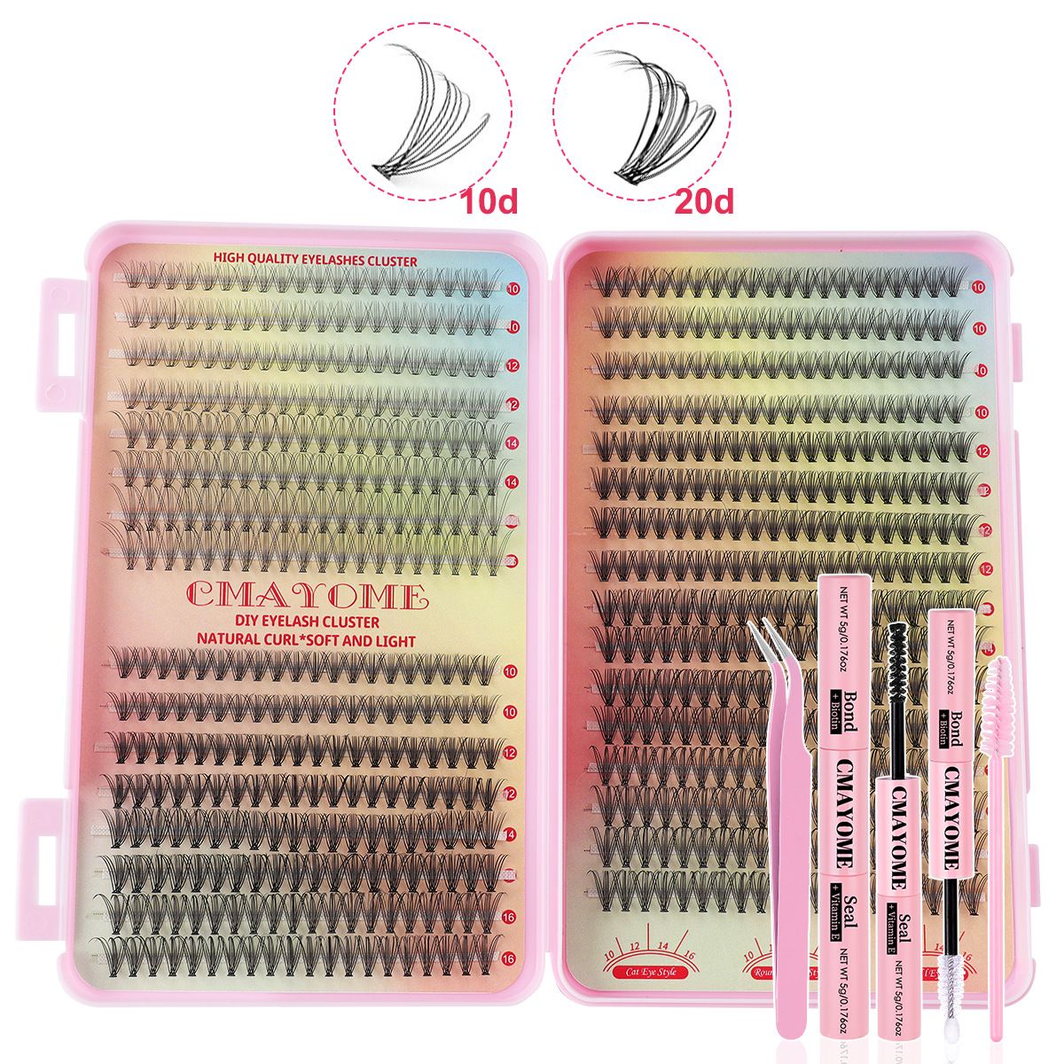 Volume Lash Clusters Kit DIY Lash Extension Kit C Curl Lash Cluster Eyelash Extensions 640Pcs 10-18MM Individual Lashes Clusters with Lash Bond and Seal Lash Tweezers