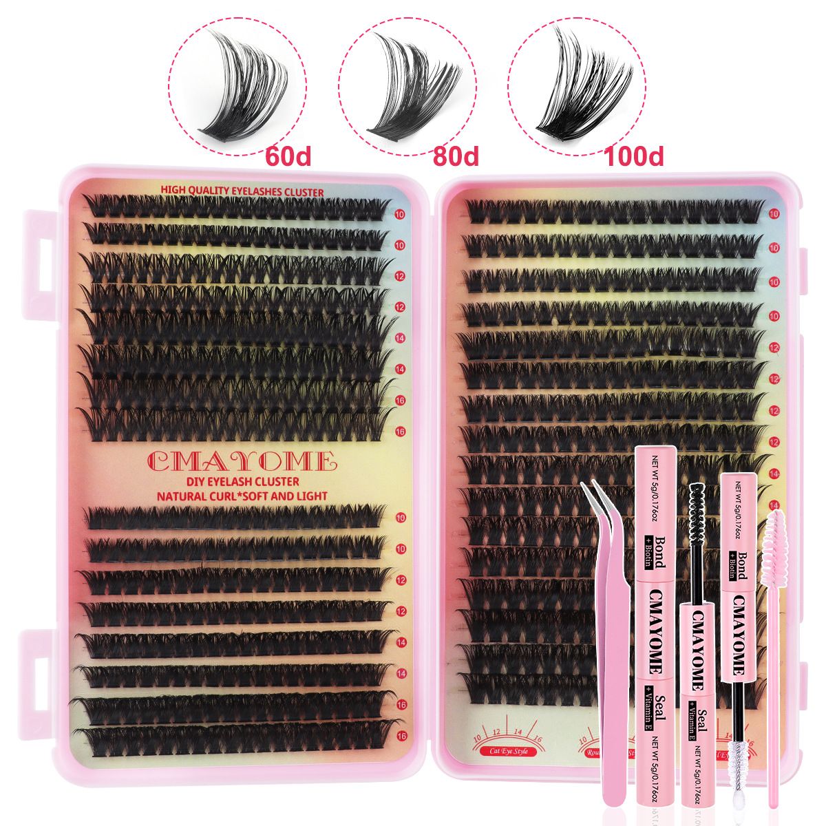 Volume Lash Clusters Kit DIY Lash Extension Kit C Curl Lash Cluster Eyelash Extensions 640Pcs 10-18MM Individual Lashes Clusters with Lash Bond and Seal Lash Tweezers