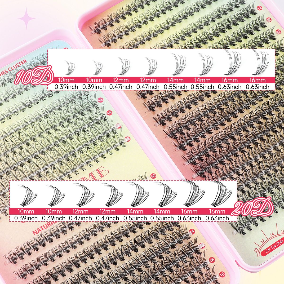 Volume Lash Clusters Kit DIY Lash Extension Kit C Curl Lash Cluster Eyelash Extensions 640Pcs 10-18MM Individual Lashes Clusters with Lash Bond and Seal Lash Tweezers