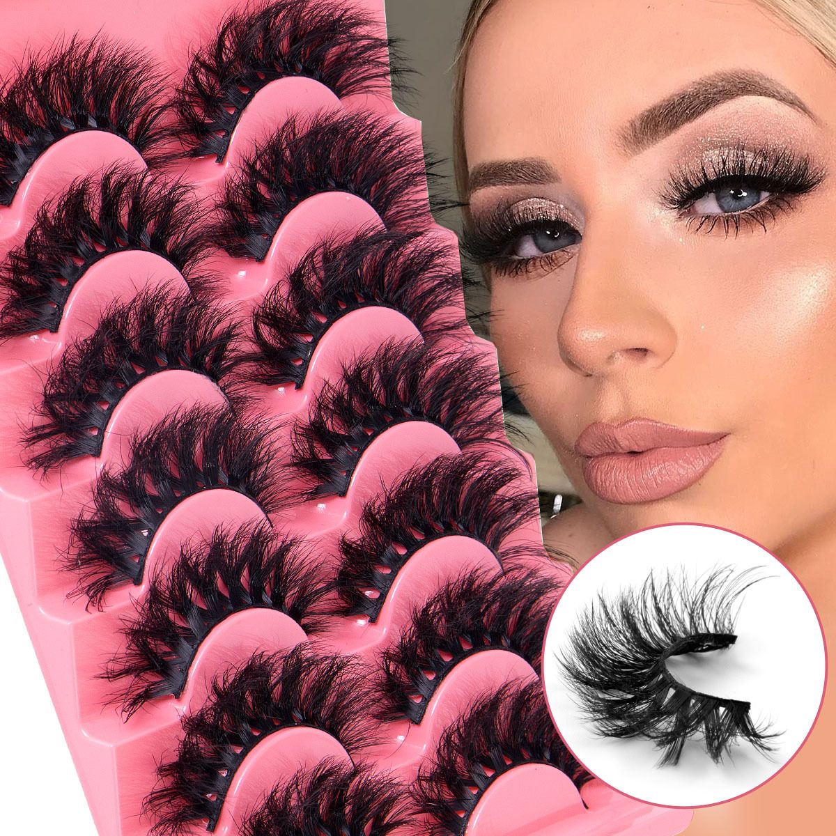 Eyelashes Mink Lashes Dramatic Full Volume False Eyelashes 60D Faux Mink Eye Lash 18mm Long Lashes Pack 7 Pairs