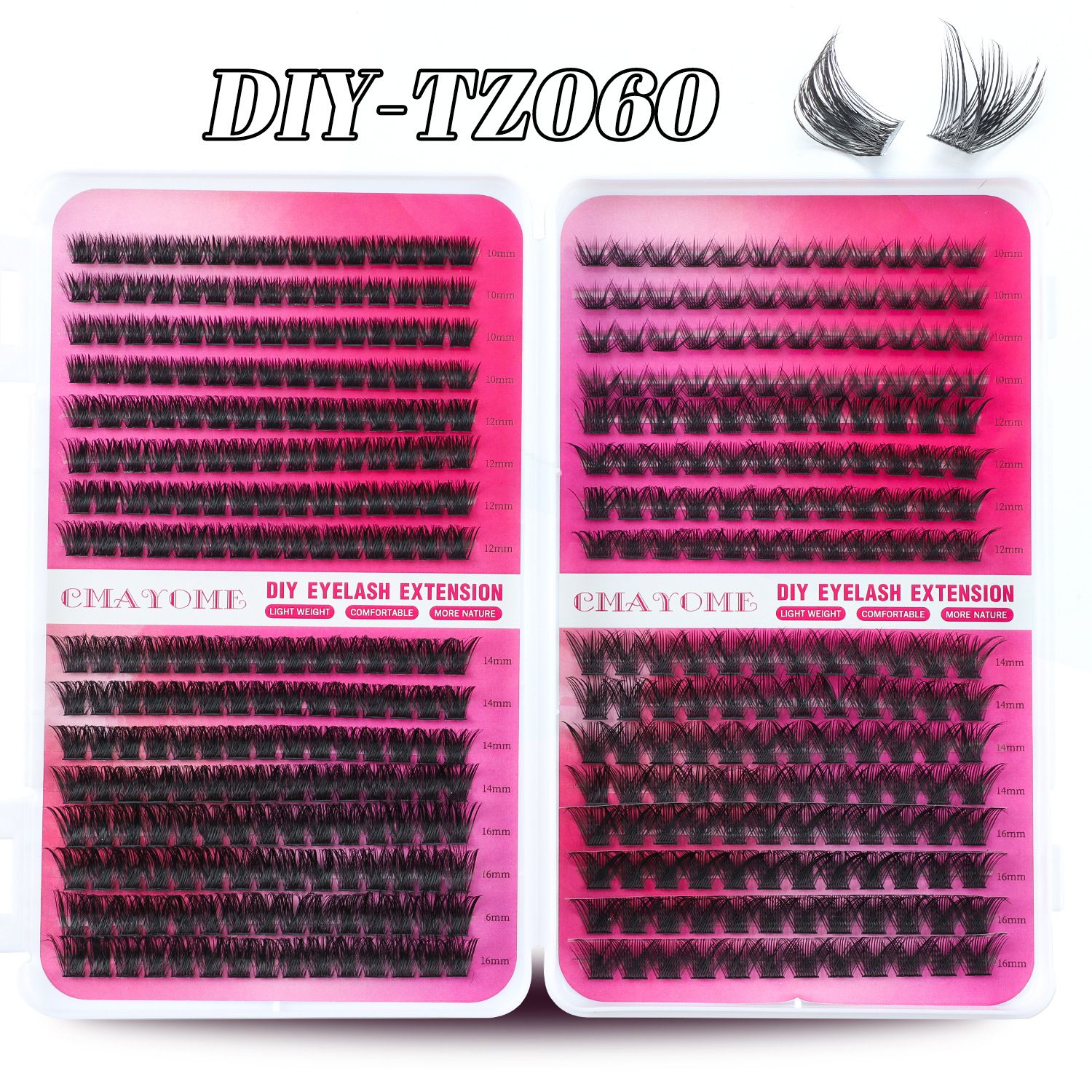 Individual Clusters Lash Extensions kit DIY 640pcs Dramatic Volume Eyelash Mixed Length (9-16mm 30D 40D 50D kit) Individual Lashes Kit Tray with Bond & Seal, Lash Tweezers