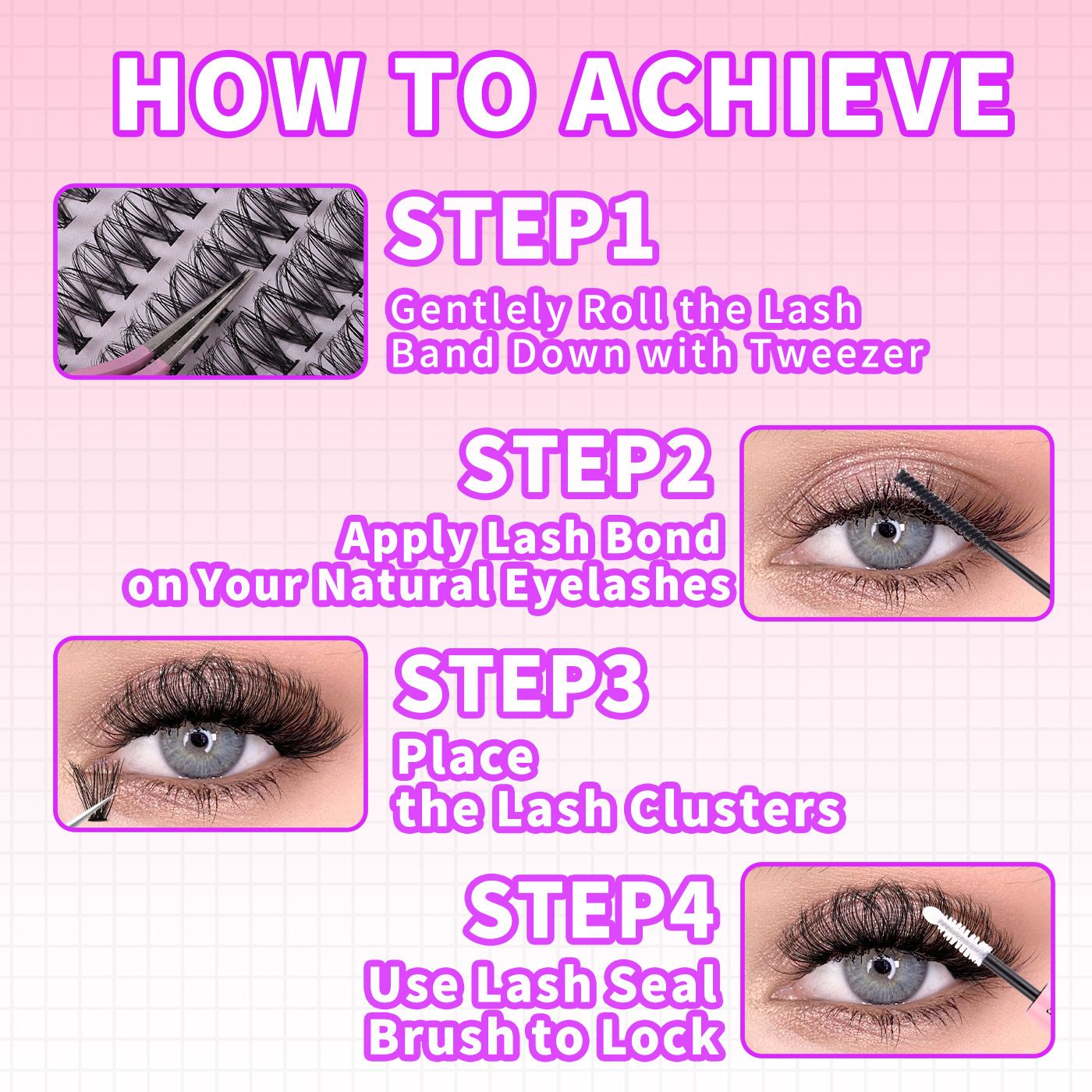 Wispy Lash Clusters Kit Natural Lash Extension Kit 140 pcs Cluster Eyelash Extension Kit DIY Individual Lashes Lashes with Lash Glue Bond and Seal Tweezers Soft Eyelash Clusters, 8-16 mm
