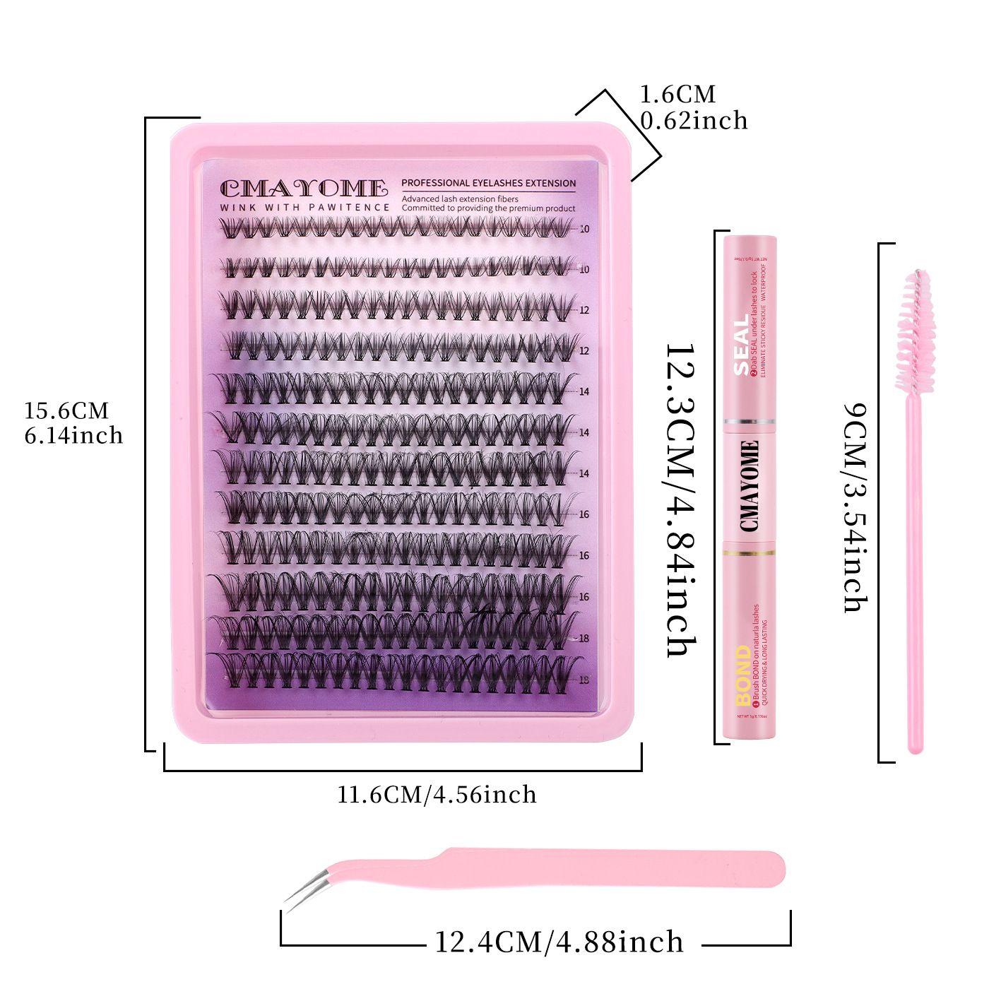 Wispy Lash Clusters Kit Natural Lash Extension Kit 140 pcs Cluster Eyelash Extension Kit DIY Individual Lashes Lashes with Lash Glue Bond and Seal Tweezers Soft Eyelash Clusters, 8-16 mm