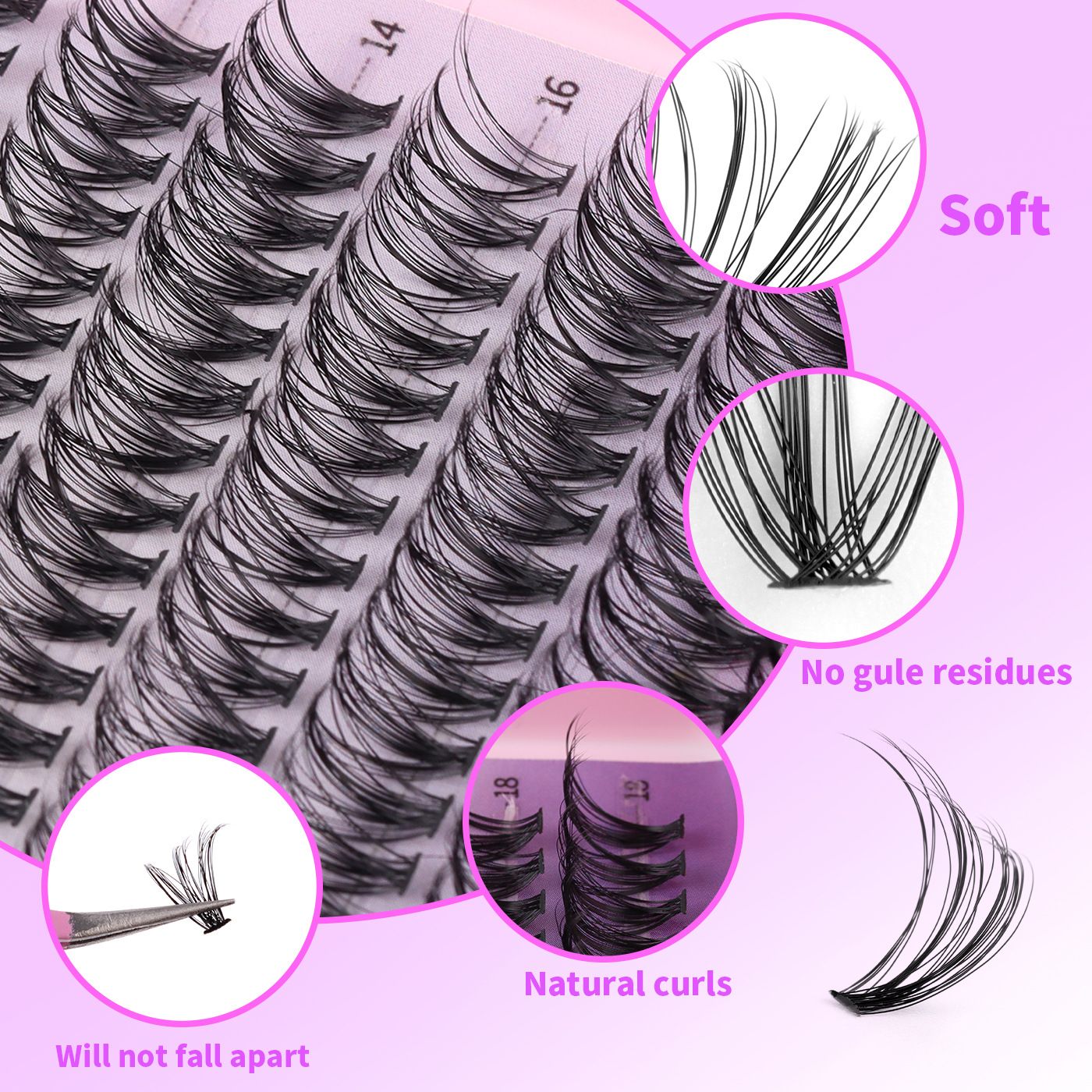 Wispy Lash Clusters Kit Natural Lash Extension Kit 140 pcs Cluster Eyelash Extension Kit DIY Individual Lashes Lashes with Lash Glue Bond and Seal Tweezers Soft Eyelash Clusters, 8-16 mm