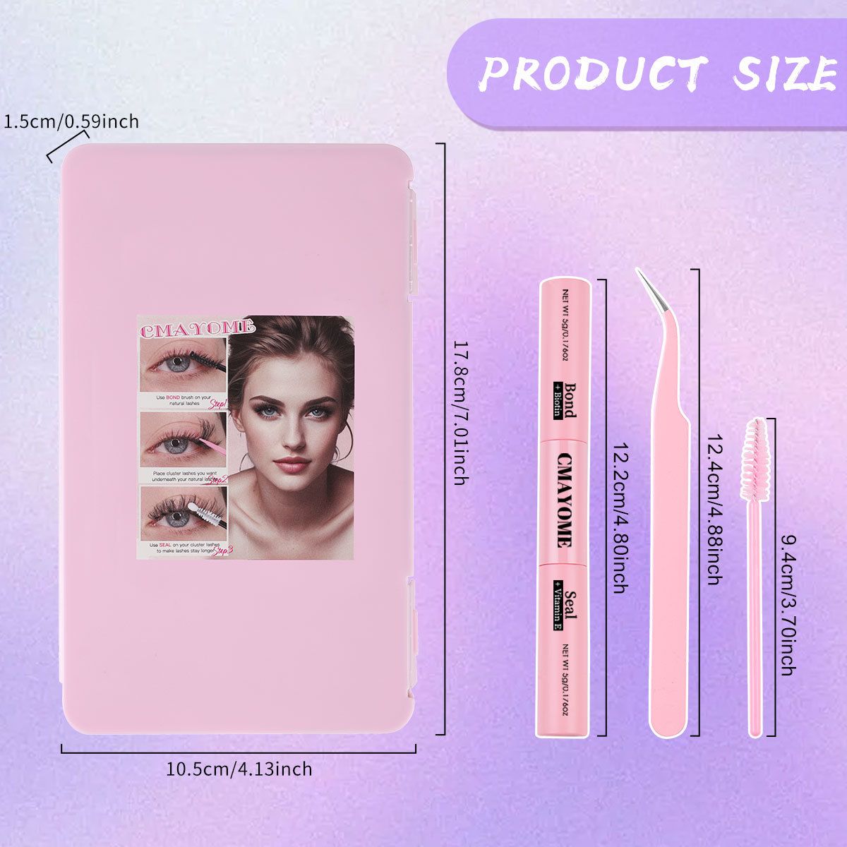 Lash Clusters Kit, 580 cluster Eyelashes Clusters Extensions Kit 9-16mm Individual Lashes D Curl Flufffy Wispy False Eyelashes Thin Band, with Bond Seal Tweezers Brush DIY (30D+40D+50D+60D Kit 9-16mm)