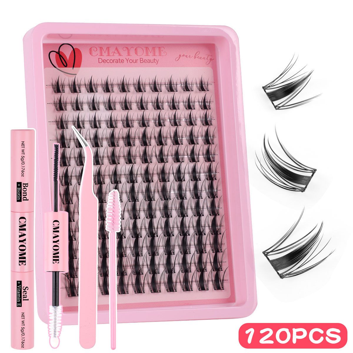 CRAYOME  Lash Clusters Kit Manga Cluster Lashes Natural Look Wispy DIY Lash Extension Kit with Lash Bond and Seal Waterproof 110Pcs 8-16MM Wispy D Curl Individual Lashes Wet-Look Eyelash Extension