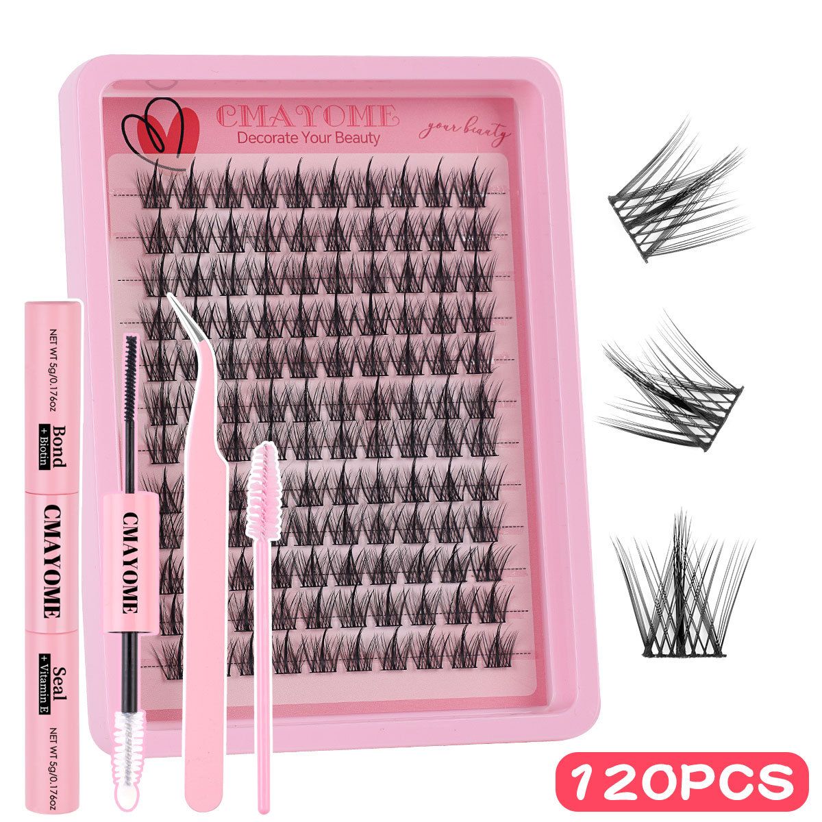 CRAYOME  Lash Clusters Kit Manga Cluster Lashes Natural Look Wispy DIY Lash Extension Kit with Lash Bond and Seal Waterproof 110Pcs 8-16MM Wispy D Curl Individual Lashes Wet-Look Eyelash Extension