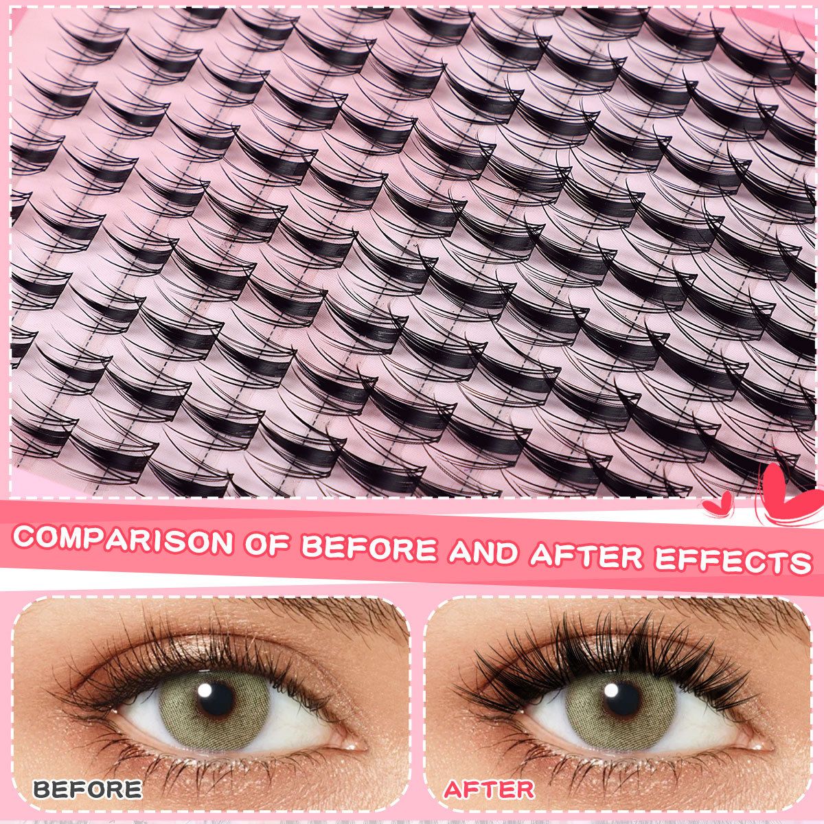 CRAYOME  Lash Clusters Kit Manga Cluster Lashes Natural Look Wispy DIY Lash Extension Kit with Lash Bond and Seal Waterproof 110Pcs 8-16MM Wispy D Curl Individual Lashes Wet-Look Eyelash Extension