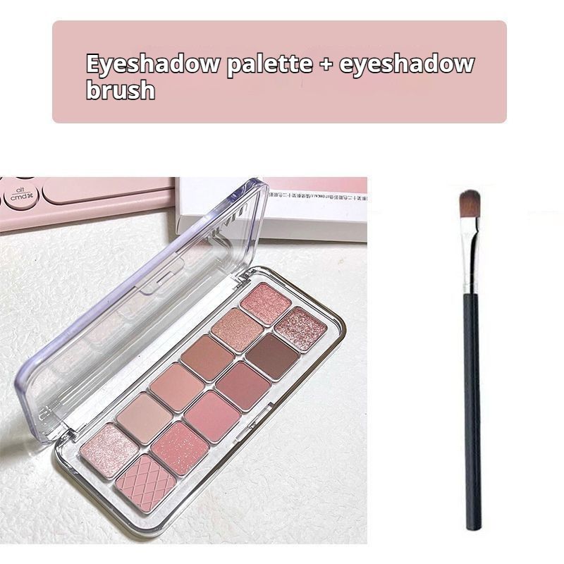 12 Colors Pink Smokey Eyeshadow Palette,Matte Shimmer High Pigmented Blendable Nude Colorful Eye Shadow Palette,Long-Lasting Sparkle Naturing-Looking Eyeshadow Eyeliner Blush Makeup