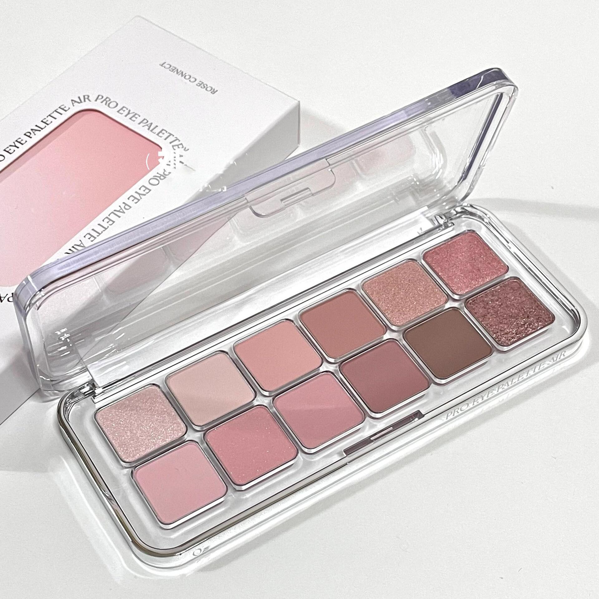 12 Colors Pink Smokey Eyeshadow Palette,Matte Shimmer High Pigmented Blendable Nude Colorful Eye Shadow Palette,Long-Lasting Sparkle Naturing-Looking Eyeshadow Eyeliner Blush Makeup