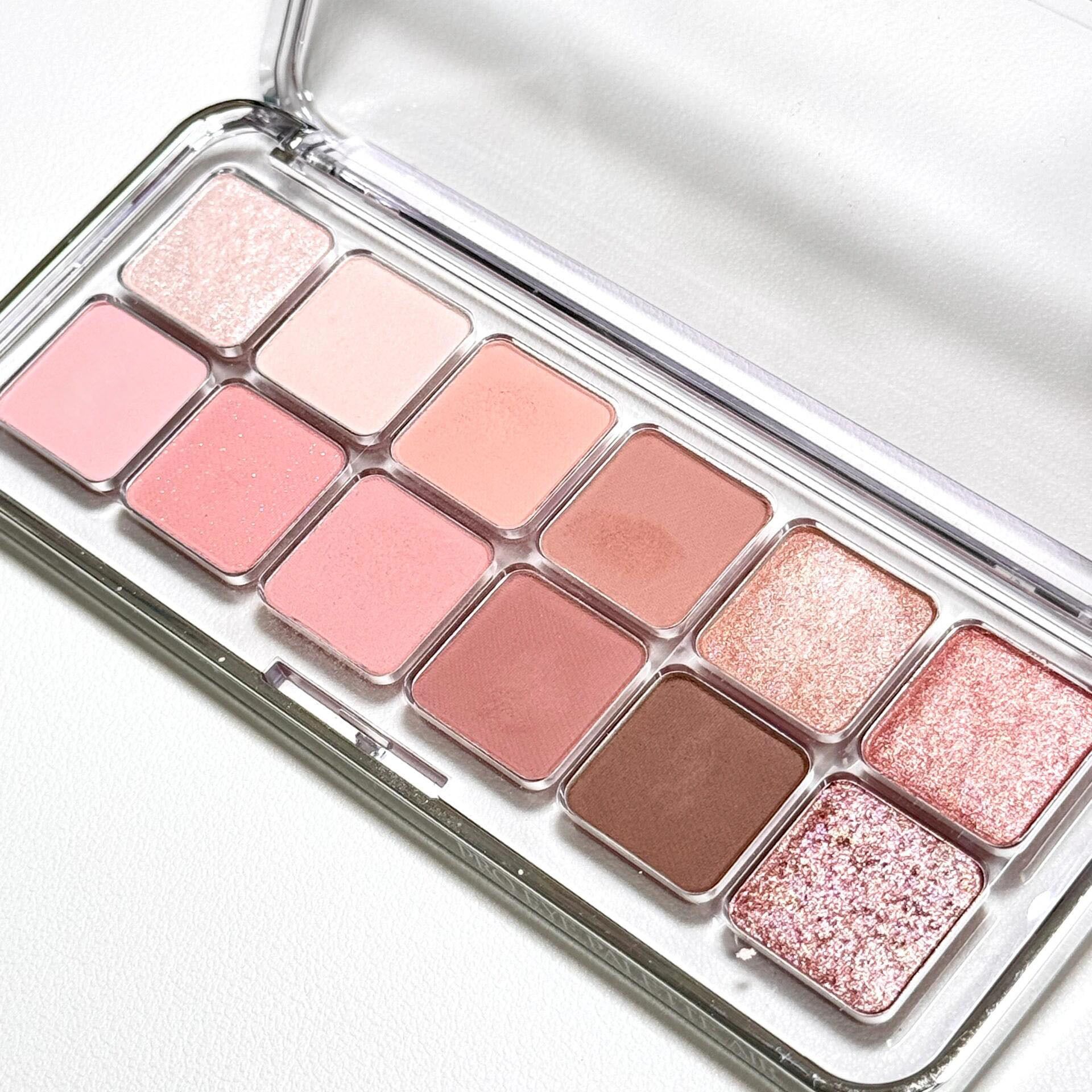 12 Colors Pink Smokey Eyeshadow Palette,Matte Shimmer High Pigmented Blendable Nude Colorful Eye Shadow Palette,Long-Lasting Sparkle Naturing-Looking Eyeshadow Eyeliner Blush Makeup