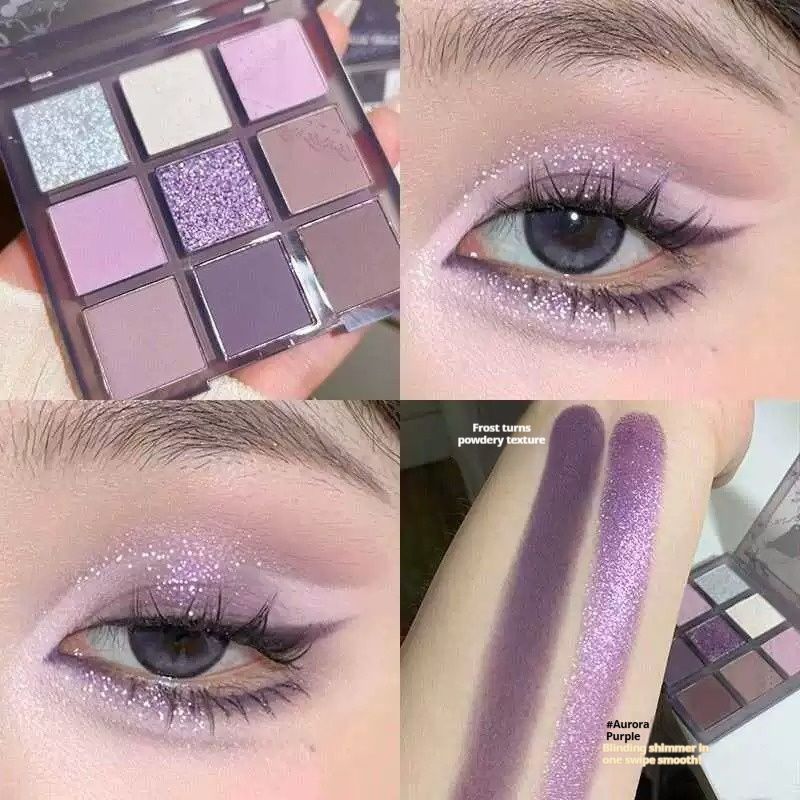 9 Colors Eyeshadow Palette Set - Mauve Purple Taupe Eye Shadow Palette Makeup for Older Women, Matte & Glitter Shimmer Finishes, 24-Hour Long Wear Eye Makeup for Christmas Party & Music Festival view 2