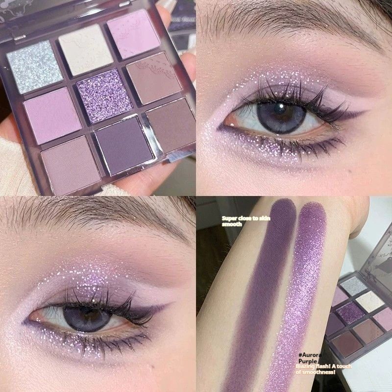 9 Colors Eyeshadow Palette Set - Mauve Purple Taupe Eye Shadow Palette Makeup for Older Women, Matte & Glitter Shimmer Finishes, 24-Hour Long Wear Eye Makeup for Christmas Party & Music Festival view 8