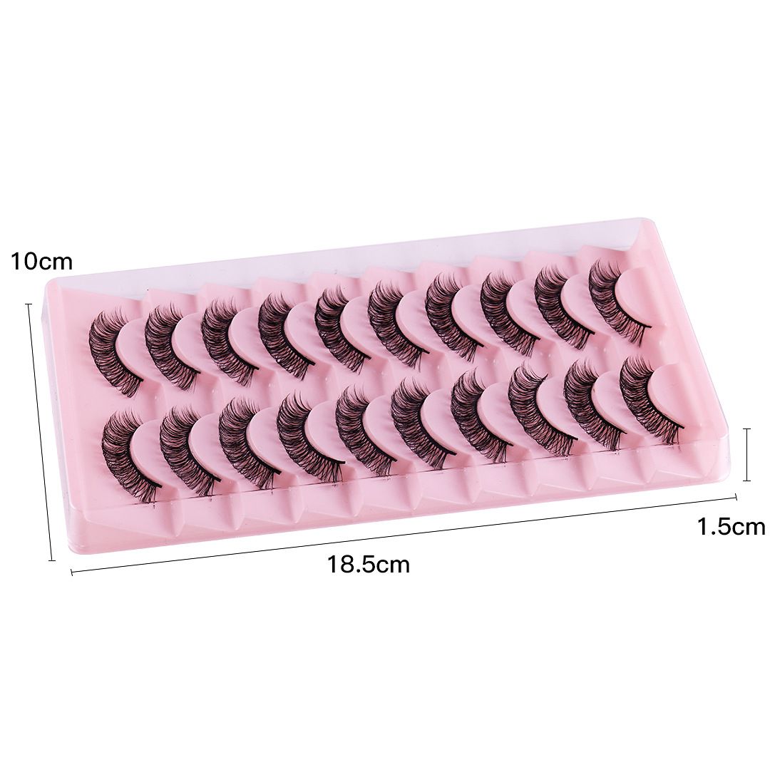 Strip D Curl Lashes, Fluffy 17mm Fake Faux Mink Lashes that Look Like Extensions Curly Volume Wispy Eyelashes Natural Look 10 Pairs Pack