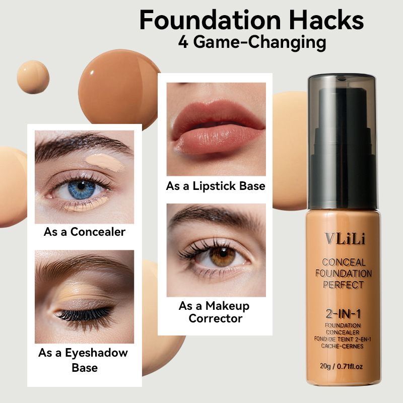 VILILI  30ml Conceal + Perfect 2-in-1 Foundation + Concealer for a Flawless Complexion, Under Eye Corrector, Cover Redness and Imperfections, Waterproof and Sweatproof - Natural Beige