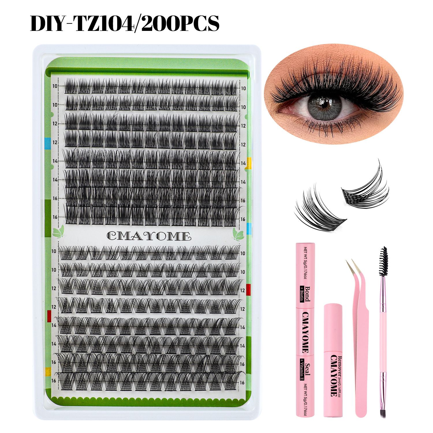 Lash Clusters GEMERRY 280pcs Clusters Lashes D Curl Soft&Natural Individual Lashes Cluster 10-16mm Eyelash Clusters DIY Lash Extensions at Home（40P+50P10-16mm)