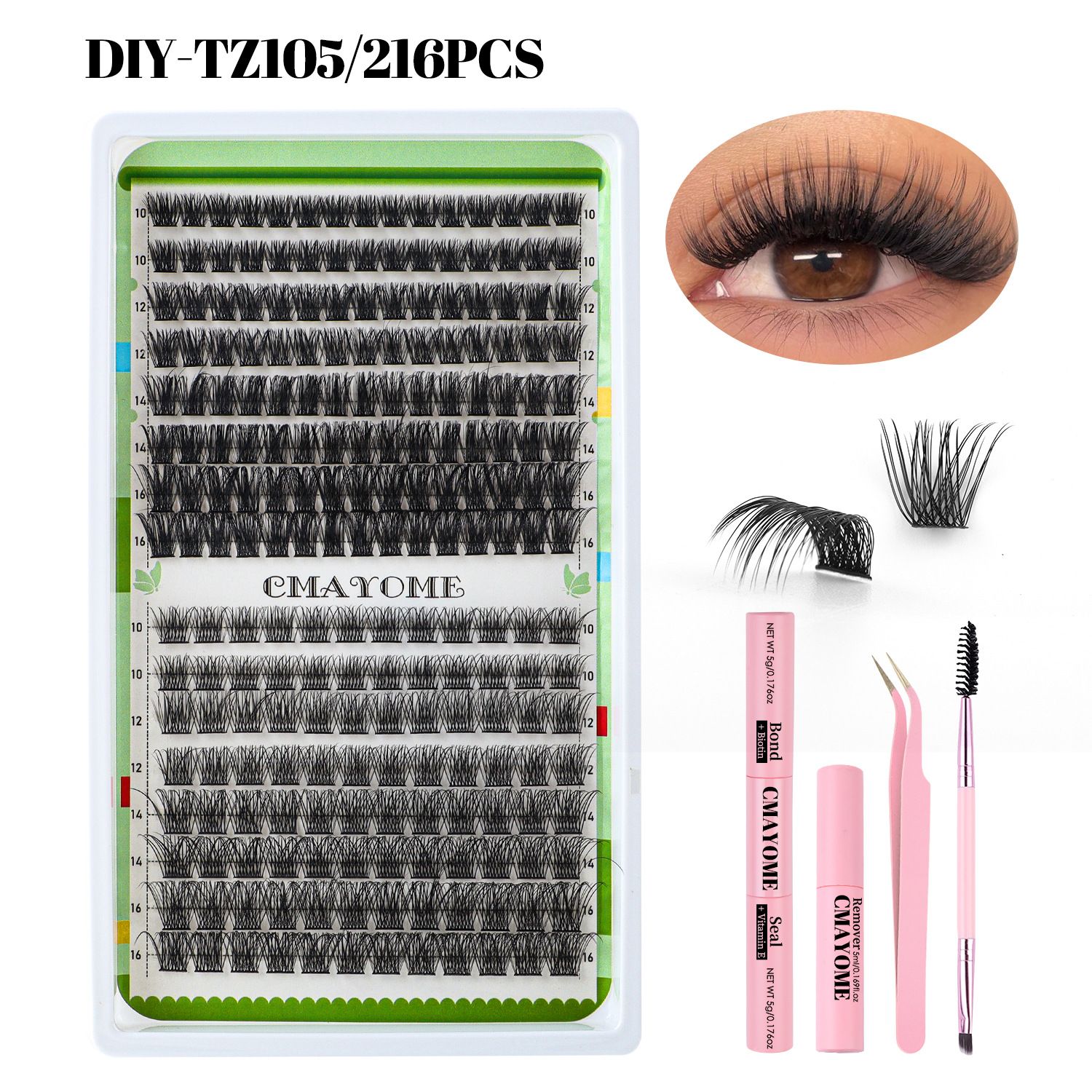 Lash Clusters GEMERRY 280pcs Clusters Lashes D Curl Soft&Natural Individual Lashes Cluster 10-16mm Eyelash Clusters DIY Lash Extensions at Home（40P+50P10-16mm)