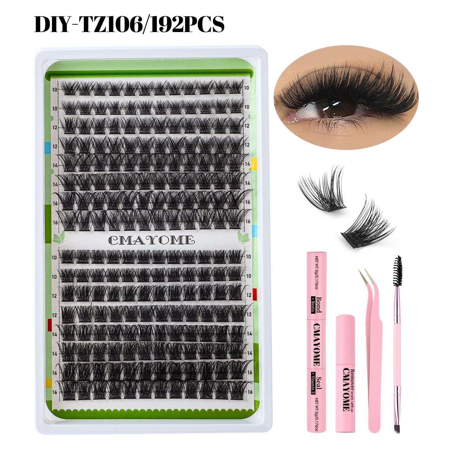 Lash Clusters GEMERRY 280pcs Clusters Lashes D Curl Soft&Natural Individual Lashes Cluster 10-16mm Eyelash Clusters DIY Lash Extensions at Home（40P+50P10-16mm)