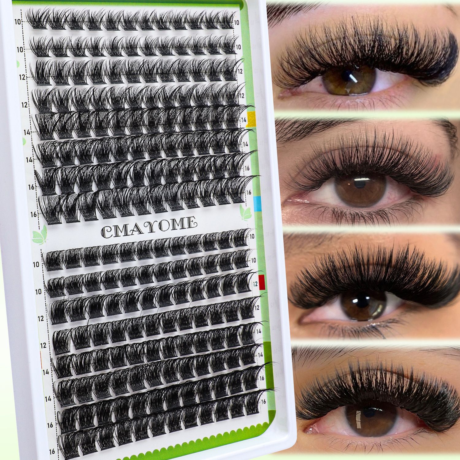 Lash Clusters GEMERRY 280pcs Clusters Lashes D Curl Soft&Natural Individual Lashes Cluster 10-16mm Eyelash Clusters DIY Lash Extensions at Home（40P+50P10-16mm)