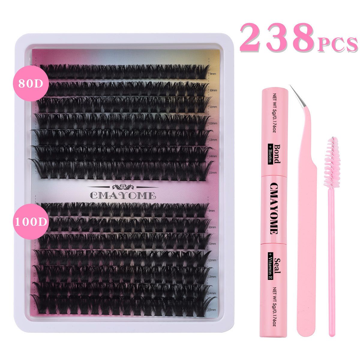 Lash Clusters Kit Wispy Eyelash Clusters DIY 8-16mm Manga Lash Clusters Eyelash Extension Kit 280pcs Individual Lashes Natural Lash Extension Kit with Lash Bond and Seal, Lash Tweezers