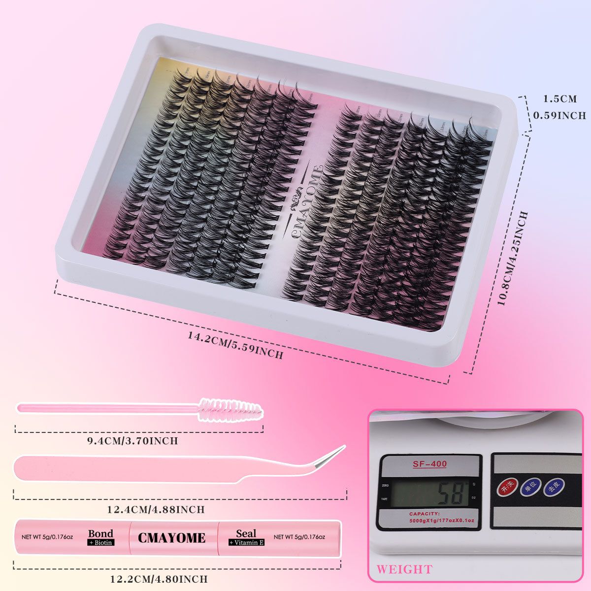 Lash Clusters Kit Wispy Eyelash Clusters DIY 8-16mm Manga Lash Clusters Eyelash Extension Kit 280pcs Individual Lashes Natural Lash Extension Kit with Lash Bond and Seal, Lash Tweezers