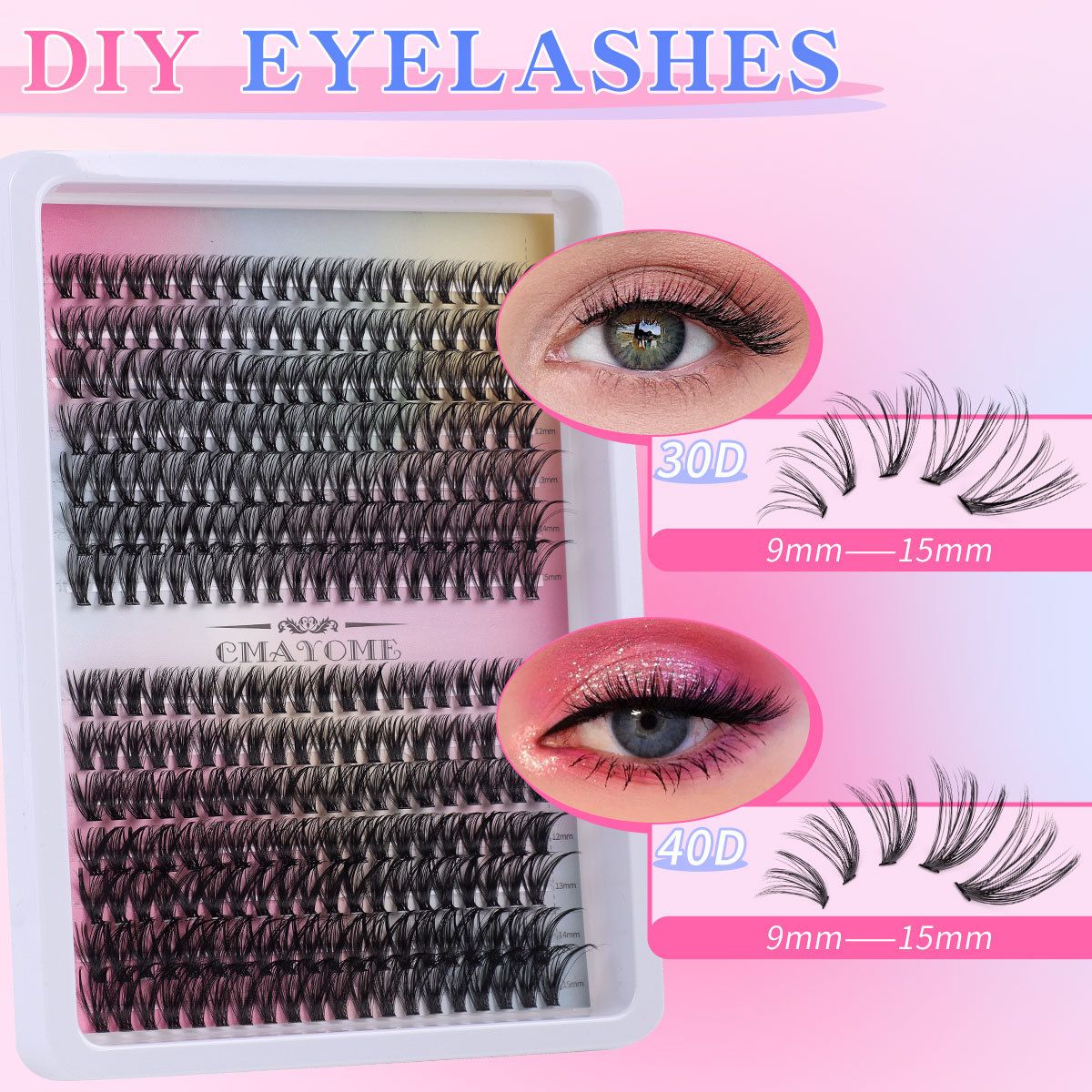 Lash Clusters Kit Wispy Eyelash Clusters DIY 8-16mm Manga Lash Clusters Eyelash Extension Kit 280pcs Individual Lashes Natural Lash Extension Kit with Lash Bond and Seal, Lash Tweezers