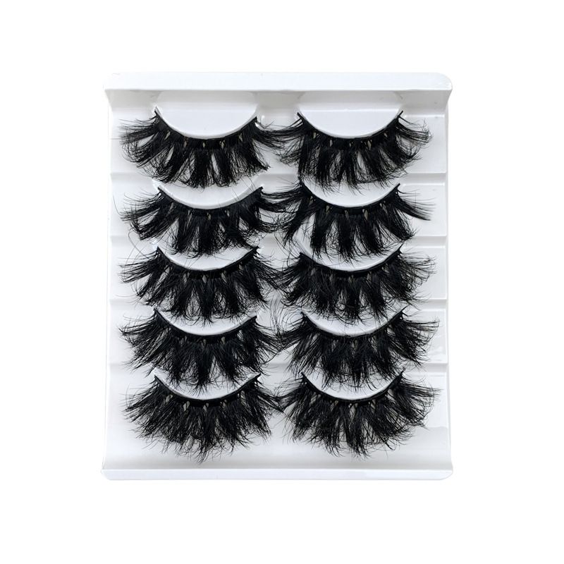 8D False Eyelashes Faux Mink Lashes Full Wispy Fake Eyelash Extension Natural Look Lash Fluffy False Eye Lashes 5 Pairs Long Thick Volume Curly Eyelashes Reusable Eye Lash
