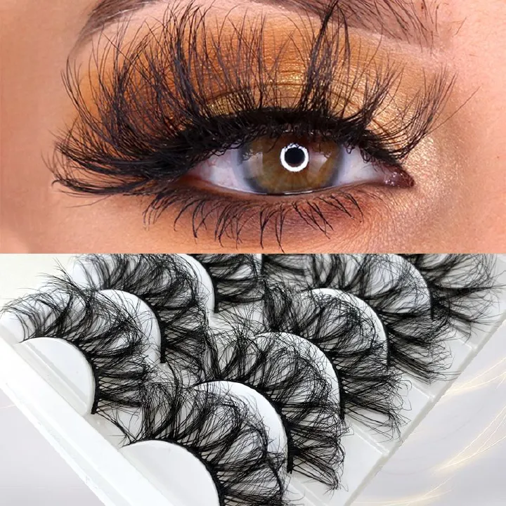 8D False Eyelashes Faux Mink Lashes Full Wispy Fake Eyelash Extension Natural Look Lash Fluffy False Eye Lashes 5 Pairs Long Thick Volume Curly Eyelashes Reusable Eye Lash