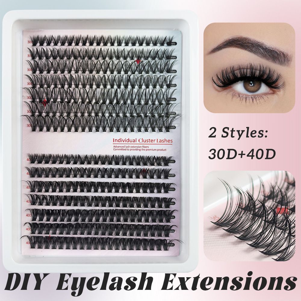 DIY Sectional 30D+40D False Eyelashes  Messy eyelash mixed  cluster segment with shaped general material fried segments 8-16MM D Curl Fluffy Individual Natural Wispy Lashes Reusable Eyelash Extension