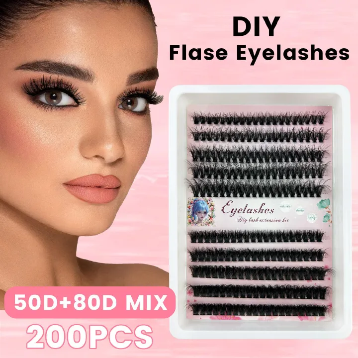 DIY Sectional 30D+40D False Eyelashes  Messy eyelash mixed  cluster segment with shaped general material fried segments 8-16MM D Curl Fluffy Individual Natural Wispy Lashes Reusable Eyelash Extension