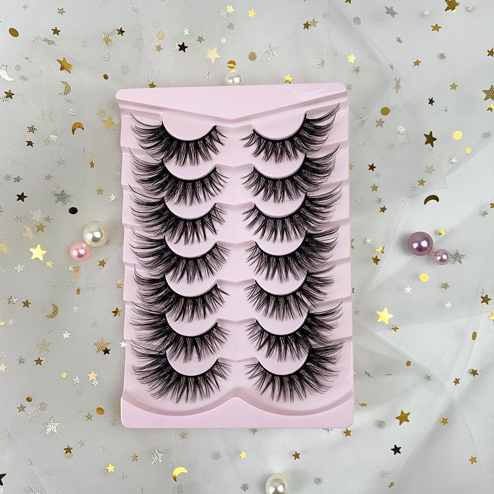 Natural Lashes Wispy False Eyelashes Fake Cat Eye Lashes Pack 7 Pairs Natural Look Lash Strips Fluffy Mink Eyelash Full Strip Lashes ( 8-16MM)