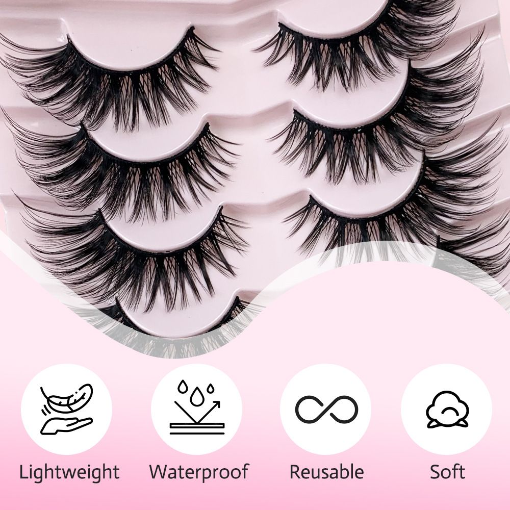Natural Lashes Wispy False Eyelashes Fake Cat Eye Lashes Pack 7 Pairs Natural Look Lash Strips Fluffy Mink Eyelash Full Strip Lashes ( 8-16MM)