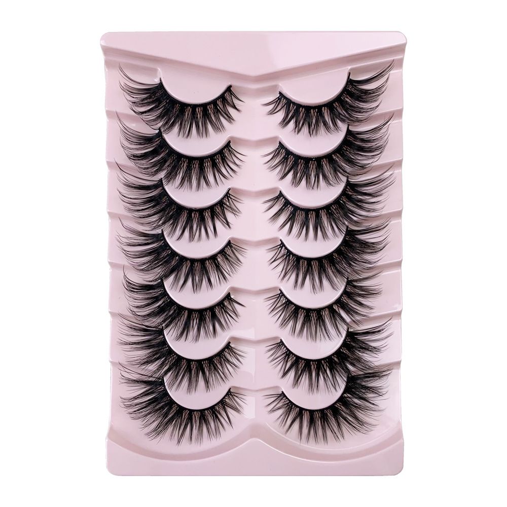 Natural Lashes Wispy False Eyelashes Fake Cat Eye Lashes Pack 7 Pairs Natural Look Lash Strips Fluffy Mink Eyelash Full Strip Lashes ( 8-16MM)