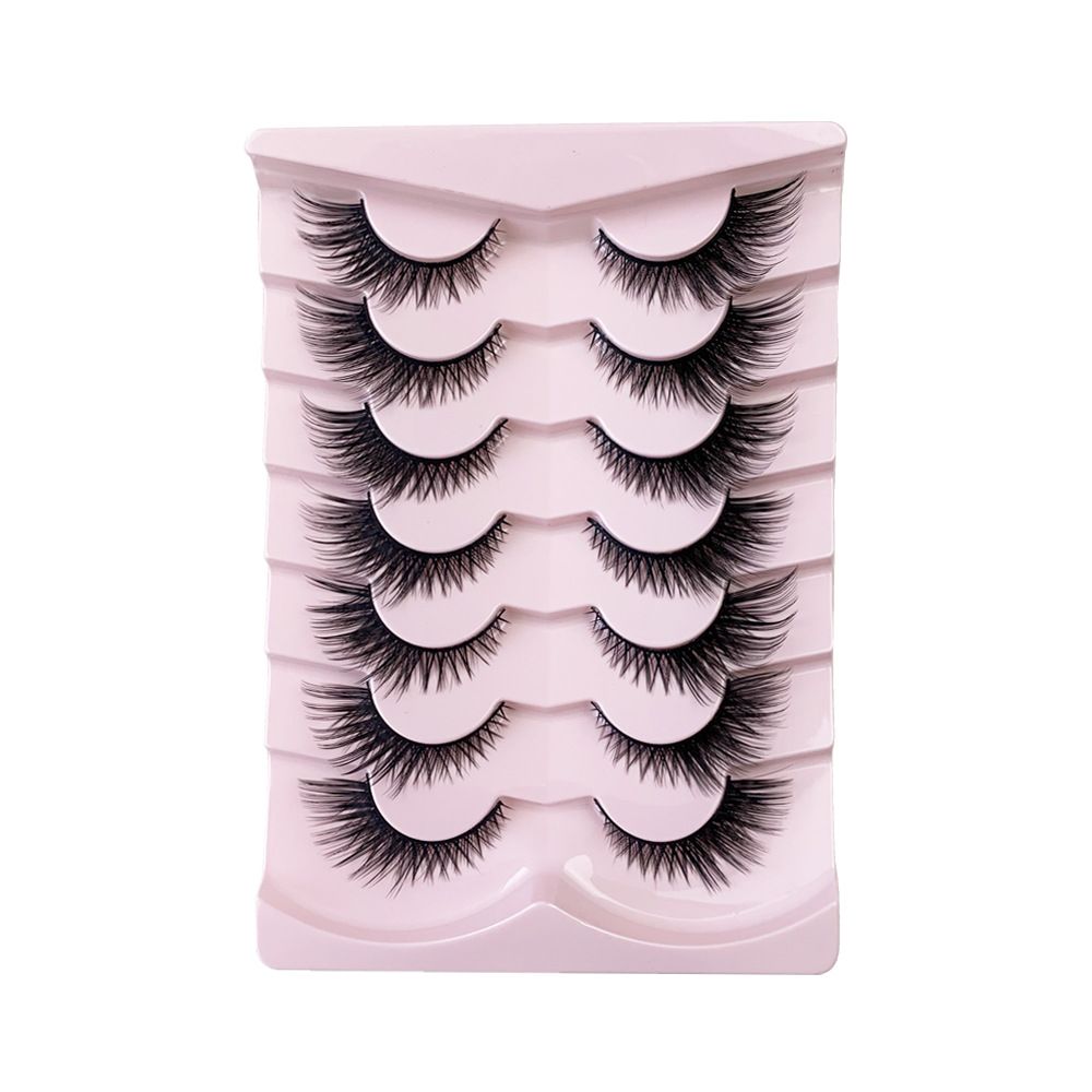 Natural Lashes Wispy False Eyelashes Fake Cat Eye Lashes Pack 7 Pairs Natural Look Lash Strips Fluffy Mink Eyelash Full Strip Lashes ( 8-16MM)