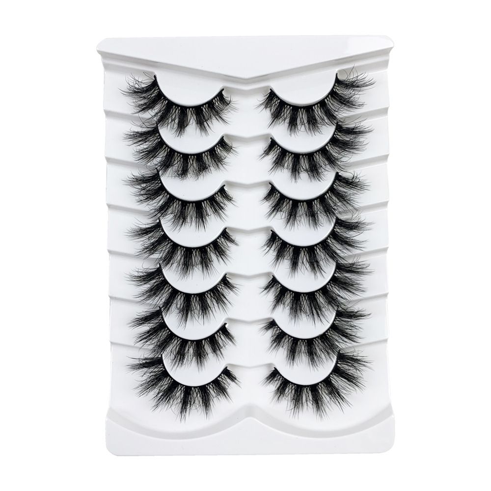 Natural Lashes Wispy False Eyelashes Fake Cat Eye Lashes Pack 7 Pairs Natural Look Lash Strips Fluffy Mink Eyelash Full Strip Lashes ( 8-16MM)