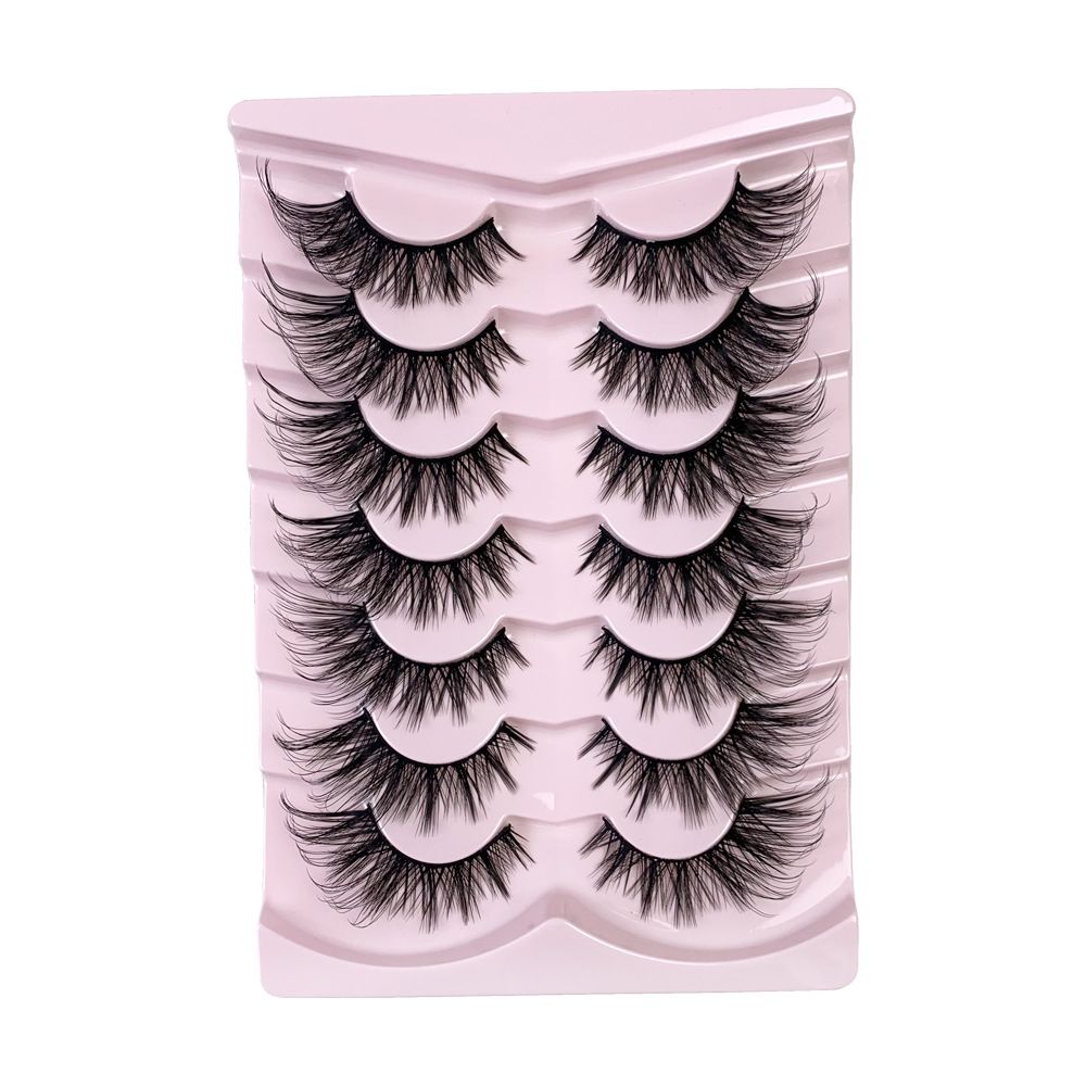 Natural Lashes Wispy False Eyelashes Fake Cat Eye Lashes Pack 7 Pairs Natural Look Lash Strips Fluffy Mink Eyelash Full Strip Lashes ( 8-16MM)