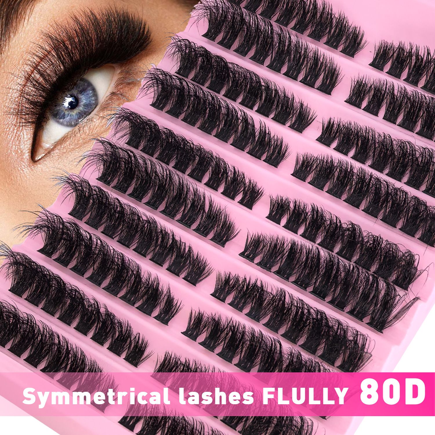 80D Large-capacity Fried Fluffy European And American Hot-melt Segmented  Extension Kit DIY 280pcs Lash Clusters Eyelash Extension Kit, 9-16mm 30D 40D Individual Lashes Kit with tools false eyelash