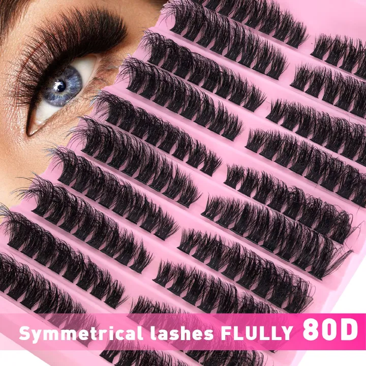 80D Large-capacity Fried Fluffy European And American Hot-melt Segmented  Extension Kit DIY 280pcs Lash Clusters Eyelash Extension Kit, 9-16mm 30D 40D Individual Lashes Kit with tools false eyelash