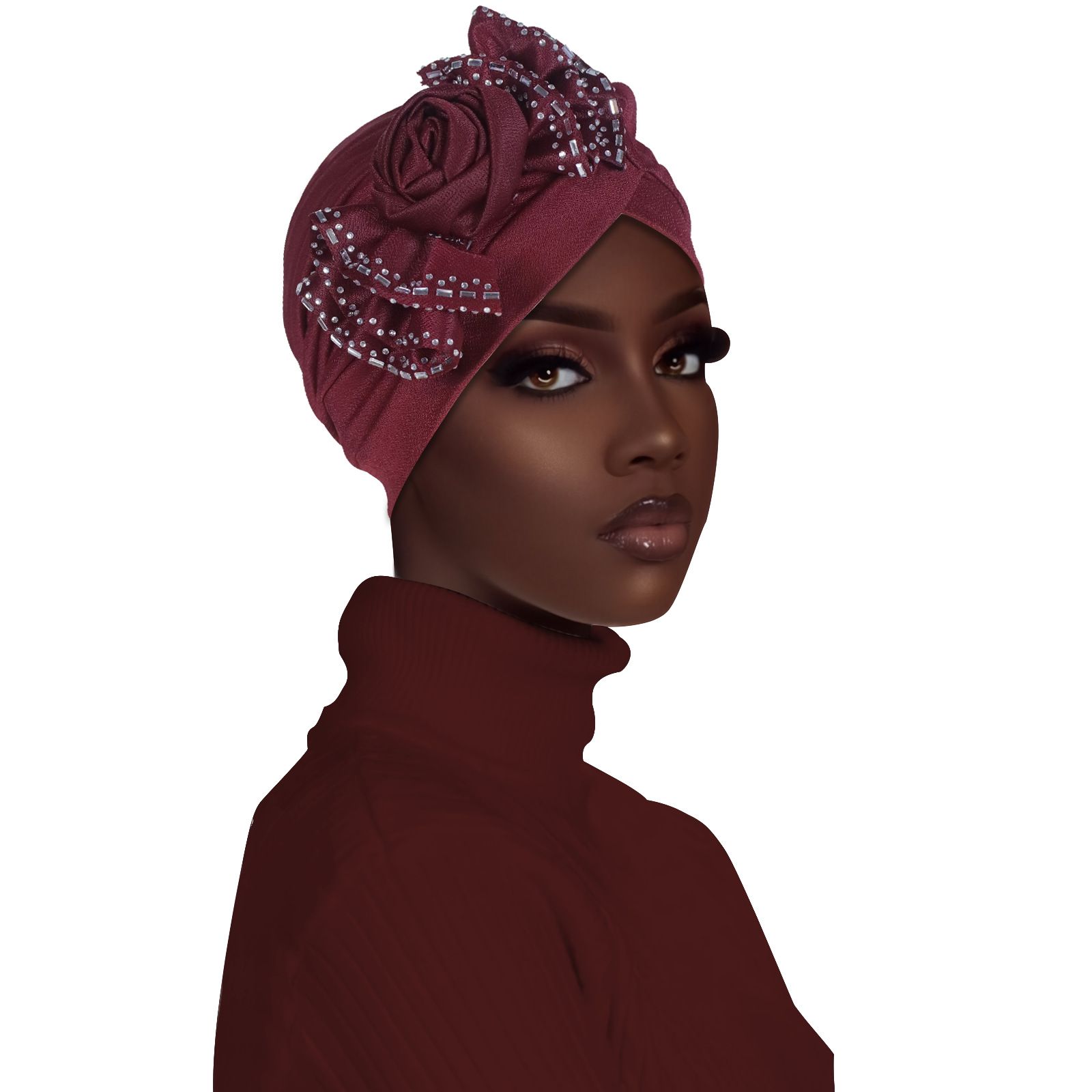 Flower bowknot Ruffle Turban Caps Women Hats African Headwrap Caps Plain Floral Bonnet Muslim Ladies Hijab Veil Musulman Islam Cap
