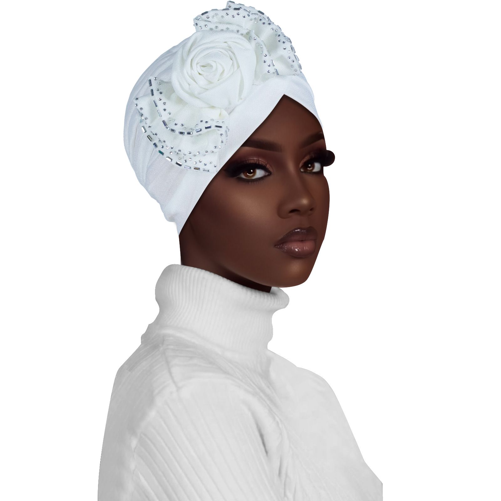 Flower bowknot Ruffle Turban Caps Women Hats African Headwrap Caps Plain Floral Bonnet Muslim Ladies Hijab Veil Musulman Islam Cap