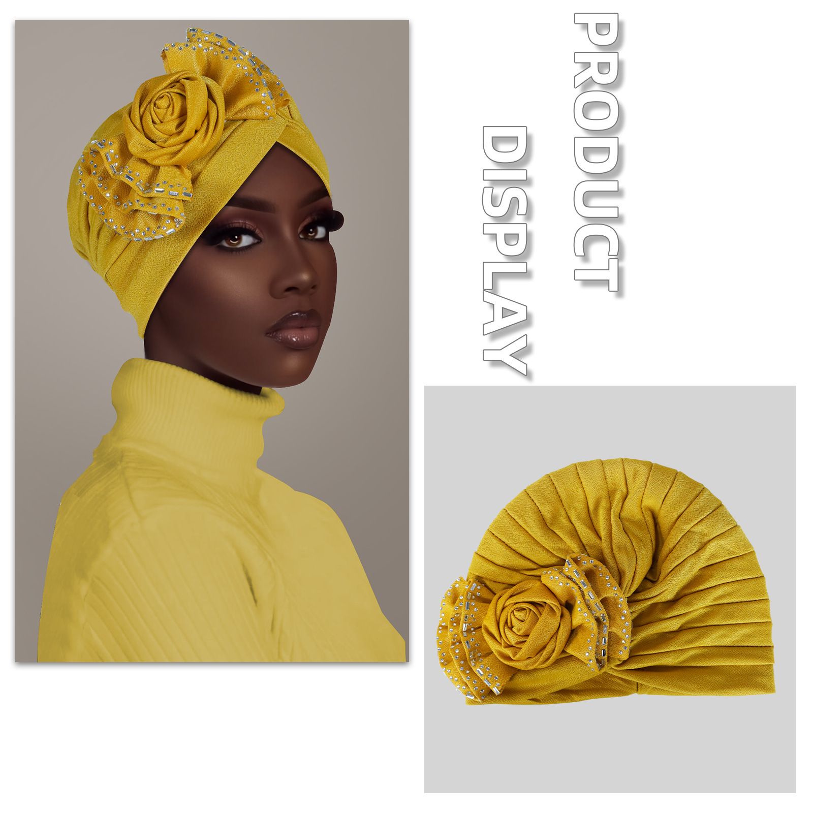 Flower bowknot Ruffle Turban Caps Women Hats African Headwrap Caps Plain Floral Bonnet Muslim Ladies Hijab Veil Musulman Islam Cap