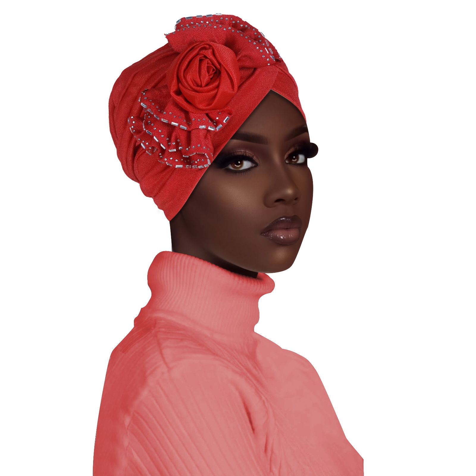 Flower bowknot Ruffle Turban Caps Women Hats African Headwrap Caps Plain Floral Bonnet Muslim Ladies Hijab Veil Musulman Islam Cap