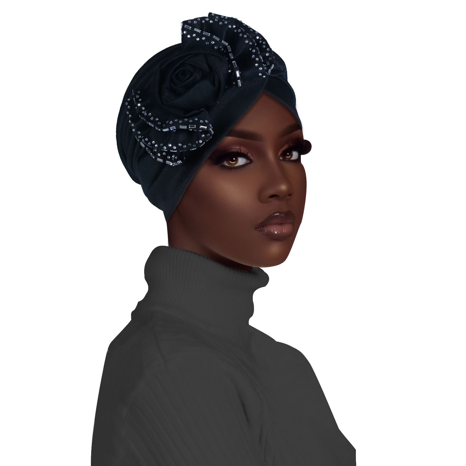 Flower bowknot Ruffle Turban Caps Women Hats African Headwrap Caps Plain Floral Bonnet Muslim Ladies Hijab Veil Musulman Islam Cap