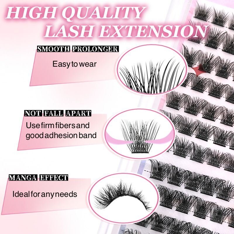 Lash Extension Kit DIY pcs Lash Clusters Eyelash Extension Kit, 9-16mm 30D 40D Individual Lashes Kit with Lash Segmented Eyelash False Eyelash Large-capacity Diy Eyelash Set+double Glue+tweezers