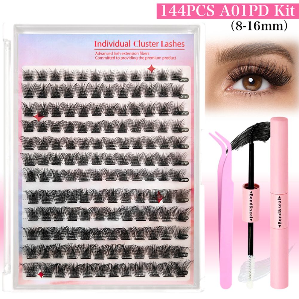 Lash Extension Kit DIY pcs Lash Clusters Eyelash Extension Kit, 9-16mm 30D 40D Individual Lashes Kit with Lash Segmented Eyelash False Eyelash Large-capacity Diy Eyelash Set+double Glue+tweezers