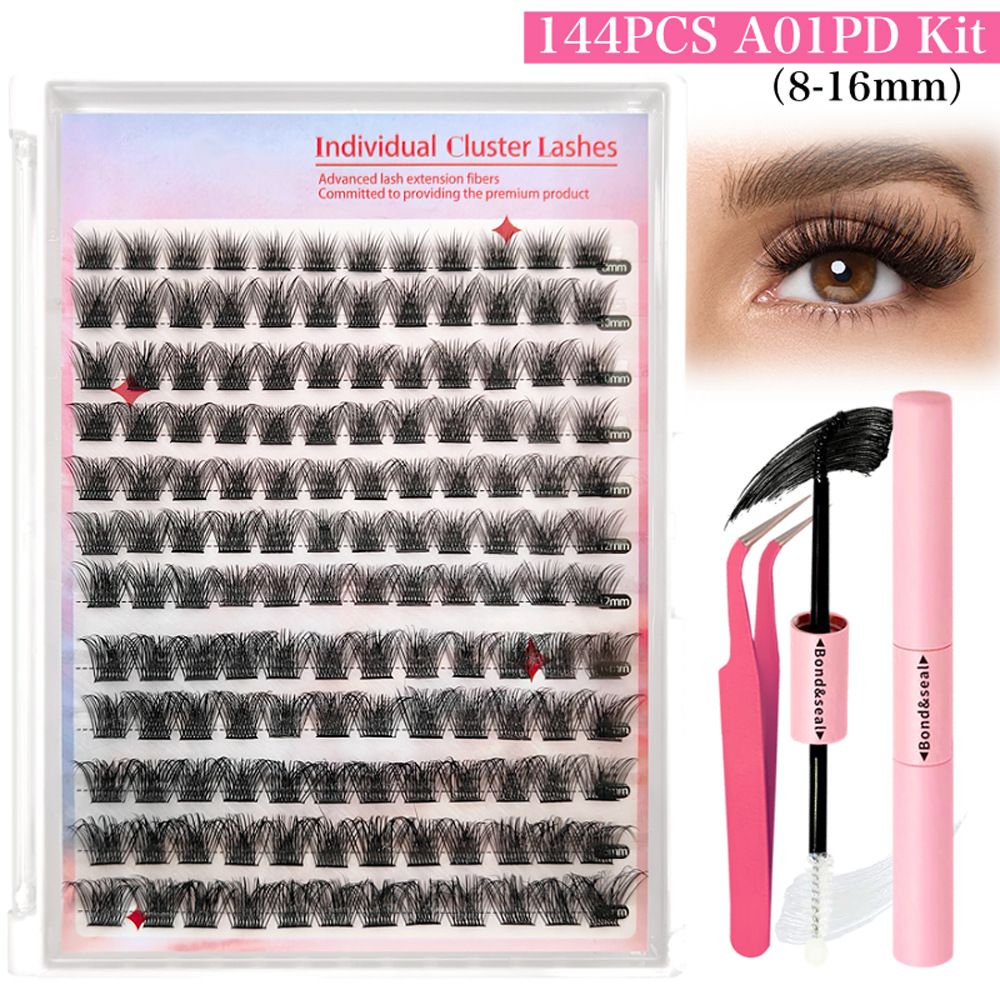 Lash Extension Kit DIY pcs Lash Clusters Eyelash Extension Kit, 9-16mm 30D 40D Individual Lashes Kit with Lash Segmented Eyelash False Eyelash Large-capacity Diy Eyelash Set+double Glue+tweezers