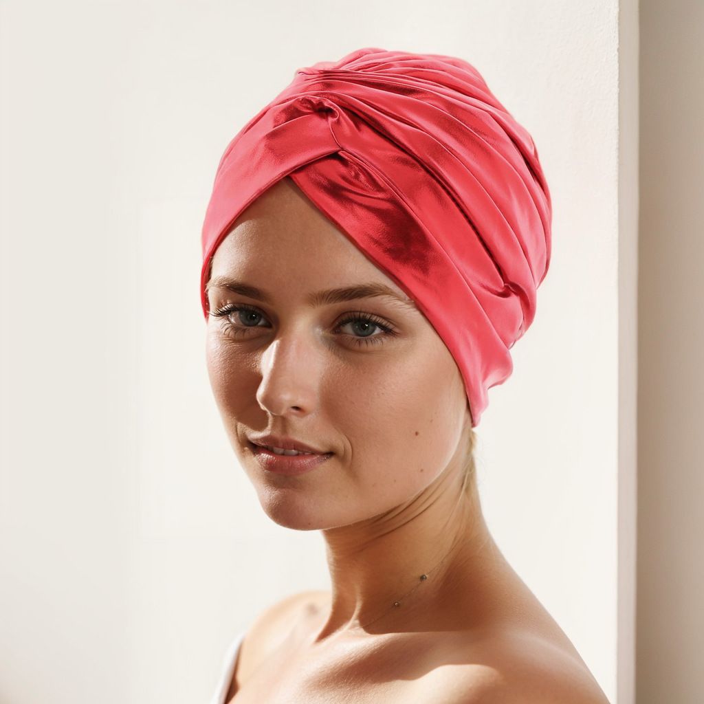 Turban Hats for Women Silk Bronzing Light Plate Landlord African Indian Landlord Muslim Scarfs Head Wrap Headwear Black Pink - - One Size