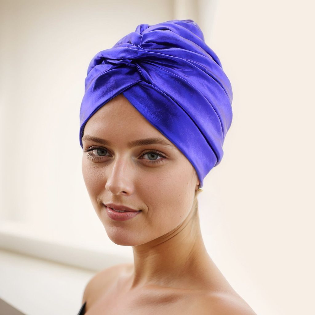 Turban Hats for Women Silk Bronzing Light Plate Landlord African Indian Landlord Muslim Scarfs Head Wrap Headwear Black Pink - - One Size