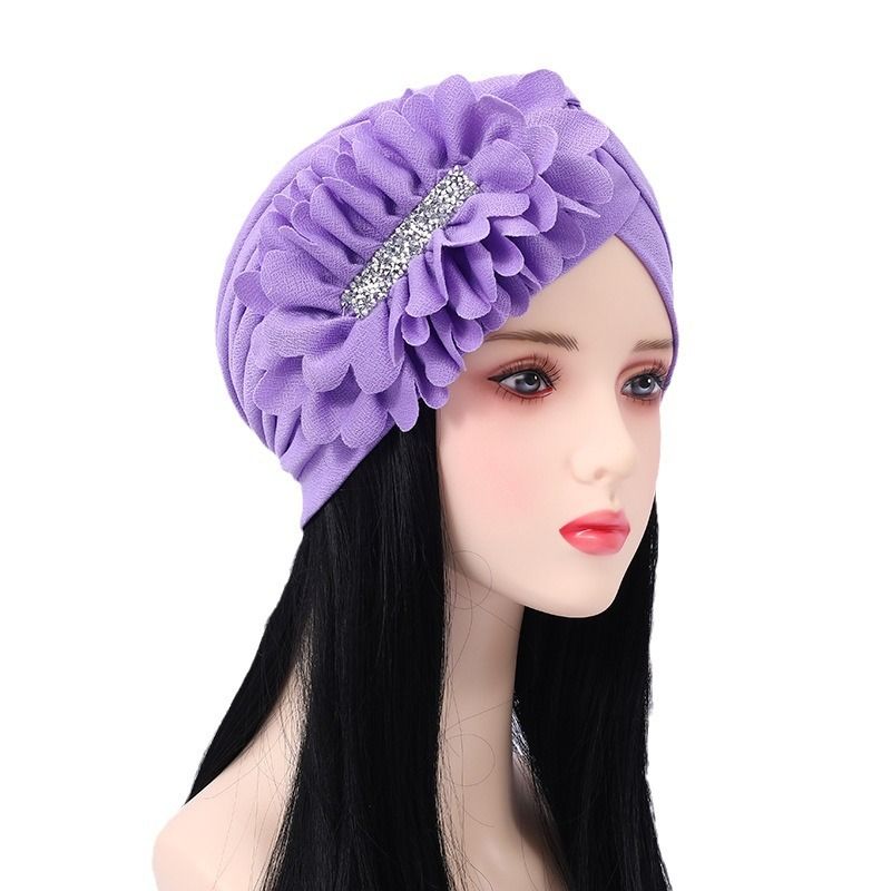 Women Flower Turban Hats - Ruffle Pre Tied Headwrap Caps Chemo Beanies Hijab Headscarf for Cancer Patient Hair Loss